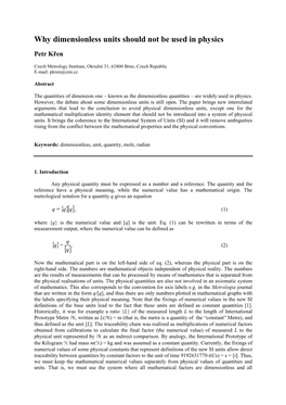 Why Dimensionless Units Should Not Be Used in Physics