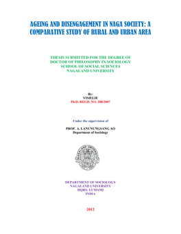 Ageing and Disengagement in Naga Society: a Comparative Study of Rural and Urban Area