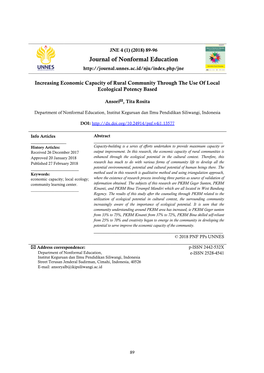 Journal of Nonformal Education 4 (1) (2018): 89-96