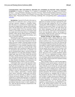 Constraining the Collisional History of Asteroid (16) Psyche Using Machine Learning