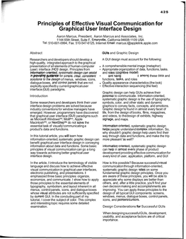 Principles of Effective Visual Communication for Graphical User Interface Design Aaron Marcus, President, Aaron Marcus and Associates, Inc