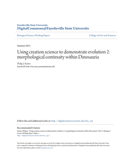 Using Creation Science to Demonstrate Evolution 2: Morphological Continuity Within Dinosauria Philip J