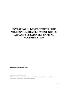 The Millennium Development Goals, Aid and Sustainable Capital Accumulation