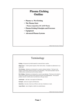 Plasma Etching Outline