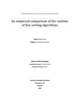 An Empirical Comparison of the Runtime of Five Sorting Algorithms