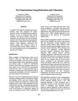 Text Segmentation Using Reiteration and Collocation