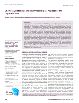 Chemical, Botanical and Pharmacological Aspects of the Leguminosae