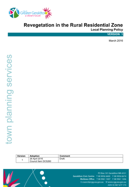 Revegetation in the Rural Residential Zone Local Planning Policy VERSION 1