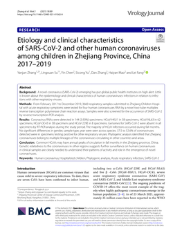 Etiology and Clinical Characteristics of SARS-Cov-2 and Other Human Coronaviruses Among Children in Zhejiang Province, China