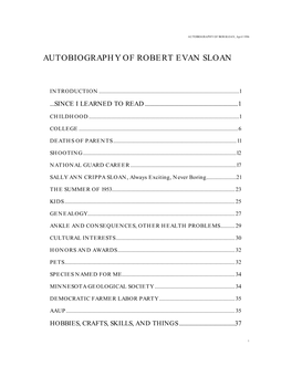 Autobiography of Robert Evan Sloan