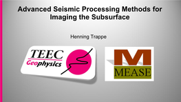 Advanced Seismic Processing Methods for Imaging the Subsurface