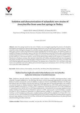 Isolation and Characterization of Xylanolytic New Strains of Anoxybacillus from Some Hot Springs in Turkey