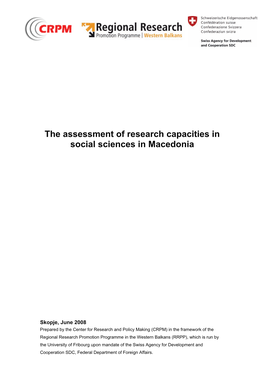 The Assessment of Research Capacities in Social Sciences in Macedonia