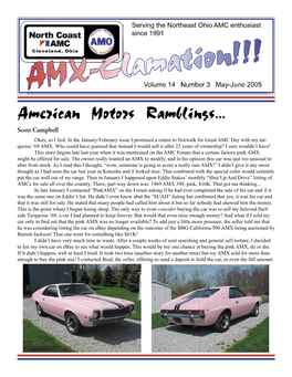 AMX-Clamation!!!Volumevolume 14 Number 3 May-June 2005 American Motors Ramblings
