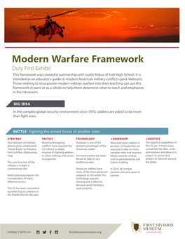 Modern Warfare Framework Duty First Exhibit This Framework Was Created in Partnership with Justin Riskus of York High School