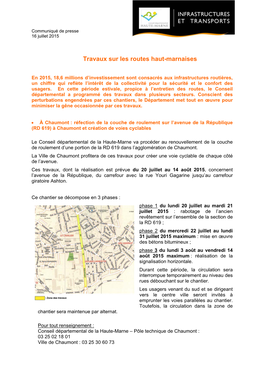 Travaux Sur Les Routes Haut-Marnaises