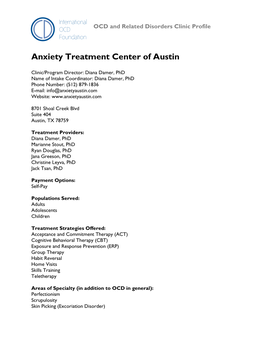 Anxiety Treatment Center of Austin