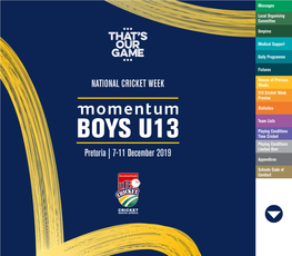 BOYS U13 Time Cricket Playing Conditions Pretoria | 7-11 December 2019 Limited Over Appendices