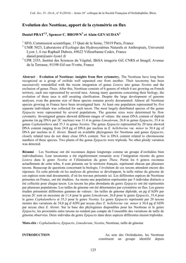 Evolution Des Neottieae, Apport De La Cytométrie En Flux