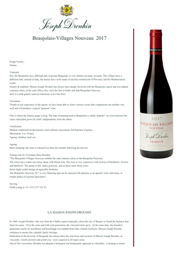 Beaujolais-Villages Nouveau 2017