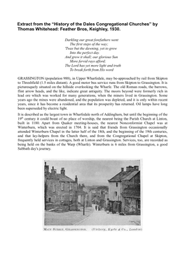 History of the Dales Congregational Churches” by Thomas Whitehead: Feather Bros, Keighley, 1930