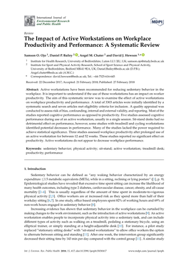 The Impact of Active Workstations on Workplace Productivity and Performance: a Systematic Review