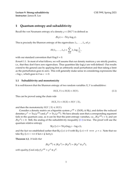 Quantum Entropy and Strong Subadditivity