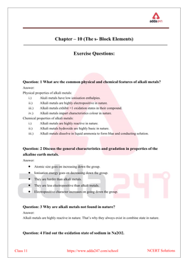 Chapter – 10 (The S- Block Elements)