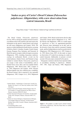 Snakes As Prey of Cuvier's Dwarf Caiman (Paleosuchus