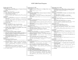ICFP 2008 Final Program