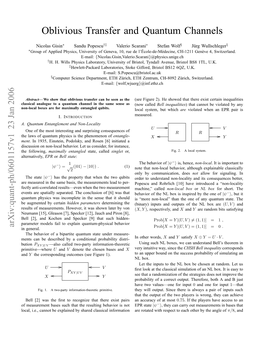 Oblivious Transfer and Quantum Channels