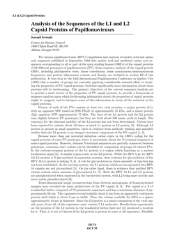 Analysis of the Sequences of the L1 and L2 Capsid Proteins of Papillomaviruses