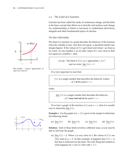 1.1 the Limit of a Function