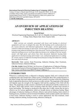 An Overview of Applications of Induction Heating