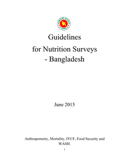 Guidelines for Nutrition Surveys - Bangladesh