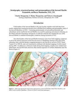 Stratigraphy, Structural Geology and Metamorphism of the Inwood Marble Formation, Northern Manhattan, NYC, NY