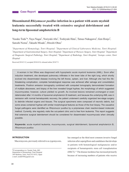 Disseminated Rhizomucor Pusillus Infection in a Patient with Acute