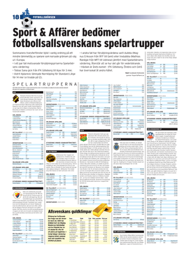 Sport & Affärer Bedömer Fotbollsallsvenskans Spelartrupper