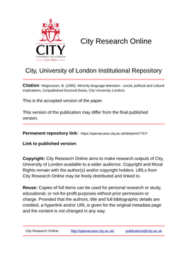 City, University of London Institutional Repository