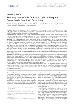 Teaching Hands-Only CPR in Schools: a Program Evaluation in San José, Costa Rica