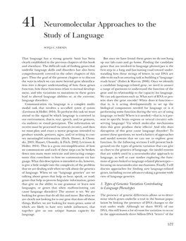 Neuromolecular Approaches to the Study of Language