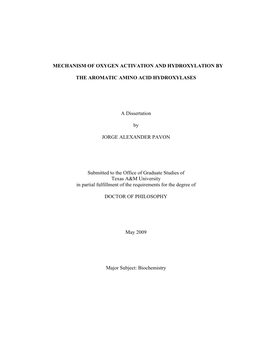 Mechanism of Oxygen Activation and Hydroxylation By