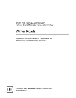 Winter Roads Draft Technical Backgrounder