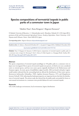 Species Compositions of Terrestrial Isopods in Public Parks of a Commuter Town in Japan