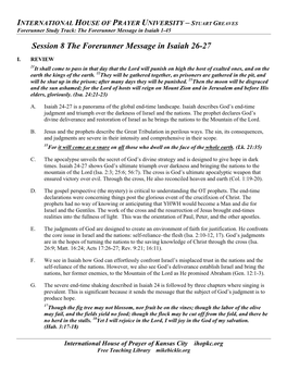 Session 8 the Forerunner Message in Isaiah 26-27