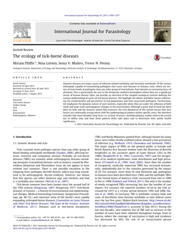 The Ecology of Tick-Borne Diseases ⇑ Miriam Pfäfﬂe , Nina Littwin, Senta V