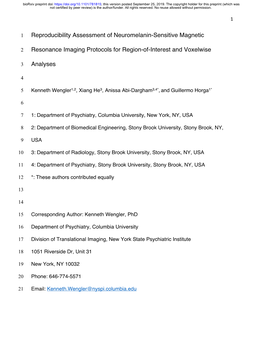 Reproducibility Assessment of Neuromelanin-Sensitive Magnetic Resonance Imaging Protocols for Region-Of-Interest and Voxelwise A