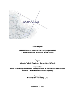 Assessment of Rail / Truck Shipping Between Cape Breton and Mainland Nova Scotia