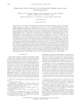 Reductions with Lithium in Low Molecular Weight Amines and Ethylenediamine