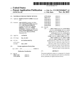 (12) Patent Application Publication (10) Pub. No.: US 2015/0340627 A1 JATSCH Et Al